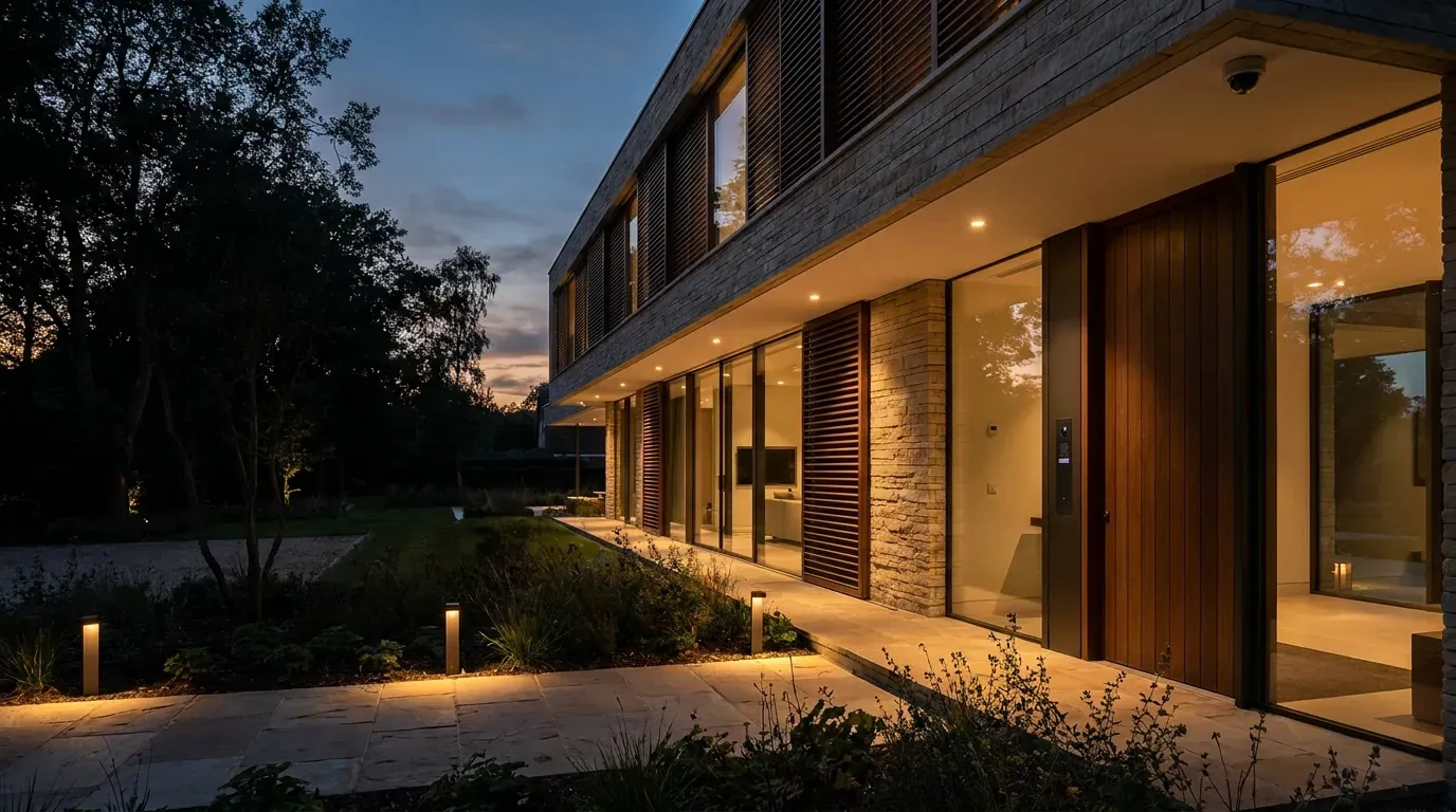 Private residence at dusk