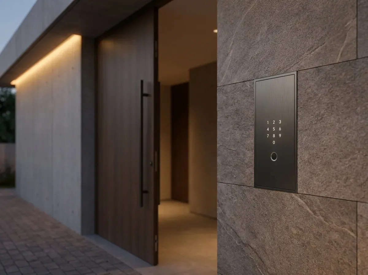 Entrance door with an access control reader